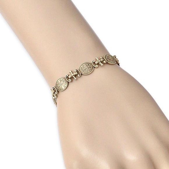 Michael Anthony 10K Gold Link Bracelet Ornate Filigree Granulated Design Estate - Picture 3 of 5